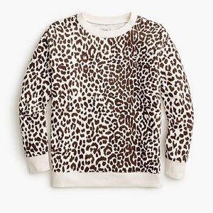 J. Crew Cotton crewneck sweatshirt in leopard